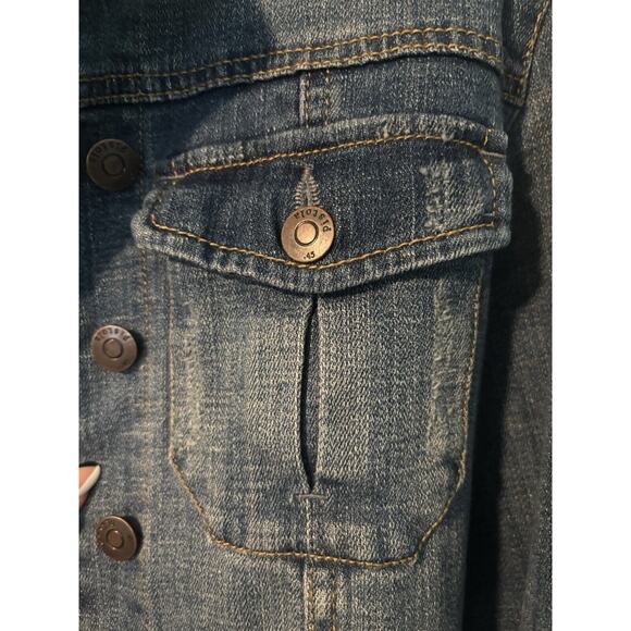 PISTOLA Denim‎ Jacket BUTTON FRONT DISTRESSED SIZE Small Stretch Fabric - Picture 5 of 7